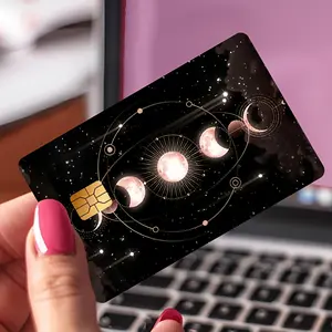 Sun And Moon Pattern Credit Card Sticker Used for EBT, Transportation, Keys, Credit Cards, Debit Cards, Card Skins, Protect Bank Cards, No Bubbles, Suitable for Small Chip Cards