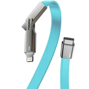 240w PD Fast Charging USB-C Data Cable, Flat Design Phone Charger Line, Multifunctional Charging Cable, Tpe Material, Compatible with Type-C & iOS Interfaces, Smartphone