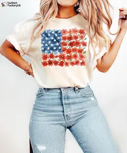 Comfort Colors Floral American Flag Shirt, 4th of July Shirt, Patriotic Shirt, Independence Day Shirt, Floral American Flag Shirt, USA Tee