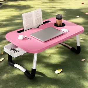 Foldable table, portable dining table for outdoor travel, folding storage does not take up space, with cup slots