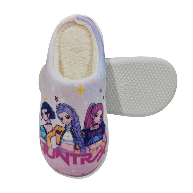 KPOP Demon Hunter Role Printed Slippers,  Unisex-Child Casual Flannel Warm Slippers Easy Slip Kids Slipper for Boys Girls Comfortable Winter House Shoes for Indoor Outdoor(Little Kid/Big Kid)