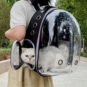 Stylish Cat Backpack Portable Space Pet Carrier Bag Large Capacity Transparent Nylon Shoulder Bag Animal Carrier for Cats, Cat Supplies & Cage