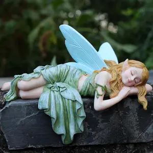 Sleeping Fairy Resin Statue, Garden Gnome Statue, Outdoor Garden Yard Lawn Decor, Miniature Landscape Ornament, Home Bar Restaurant Cafe Decoration
