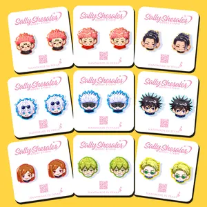 Smol Sorcerers Earring Studs | Anime Inspired Earring | Handmade Shrink Plastic Earrings