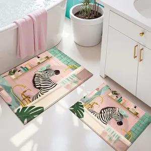 Humorous Zebra Print Bathroom Rug, Contemporary Style Floor Mat, Ideal for Bathroom & Home Décor, Durable Comfortable Mats, Soft Bathroom Mat