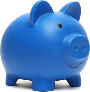 Piggy Bank, Coin Bank for Boys and Girls, Children's Plastic Shatterproof Money Bank (Dark Blue, Medium)