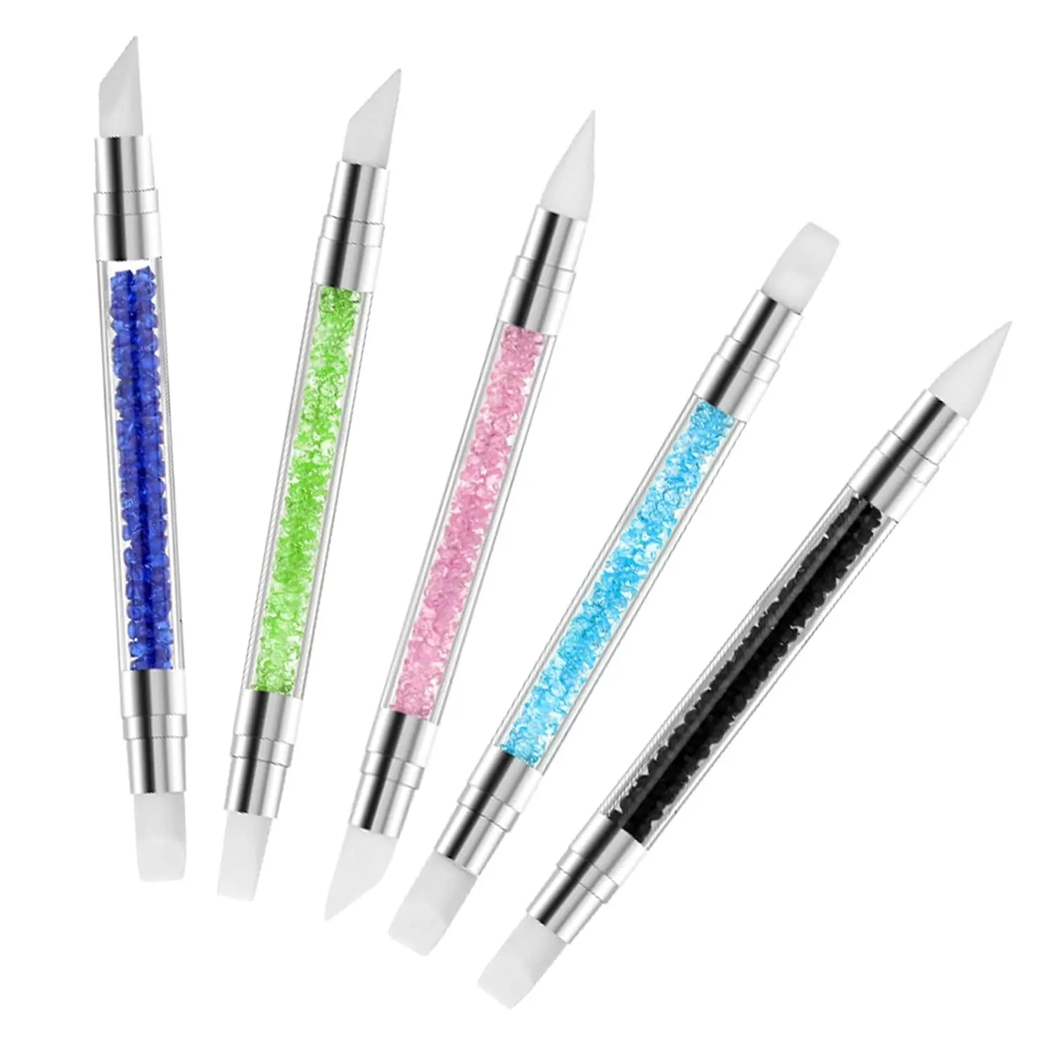5 Pcs Nail Art Sculpture Pen Dual Tipped Silicone Nail Tools Acrylic Pen Silicone Brushes for Design Nails Polish Carving Nails Carving Drawing Shaping Nail Set Nail Tools Kits