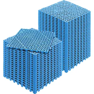 Interlocking Tile Set 50 Pieces Blue Drainage Tiles 12-Inch By 12-Inch Splicing Design PVC Interlocking Floor Tiles Non-Slip Drainage Holes For Restrooms Bathrooms Kitchens Pools And Wet Areas Easy Install Durable Waterproof