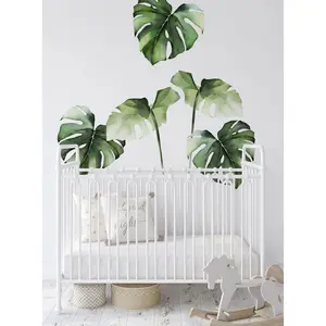 Watercolor Monstera Tropical Jungle Leaves Wall Stickers