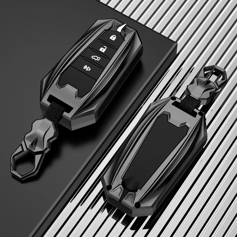Zinc Alloy Car Key Protector - 4 Buttons Protective Shield, Compatible with Toyota Tacoma, Venza, Corolla, Grand Highlander, Prius, Land Cruiser, Sienna, Sequoia, Tundra, Crown, RAV4 Prime Car Key Case