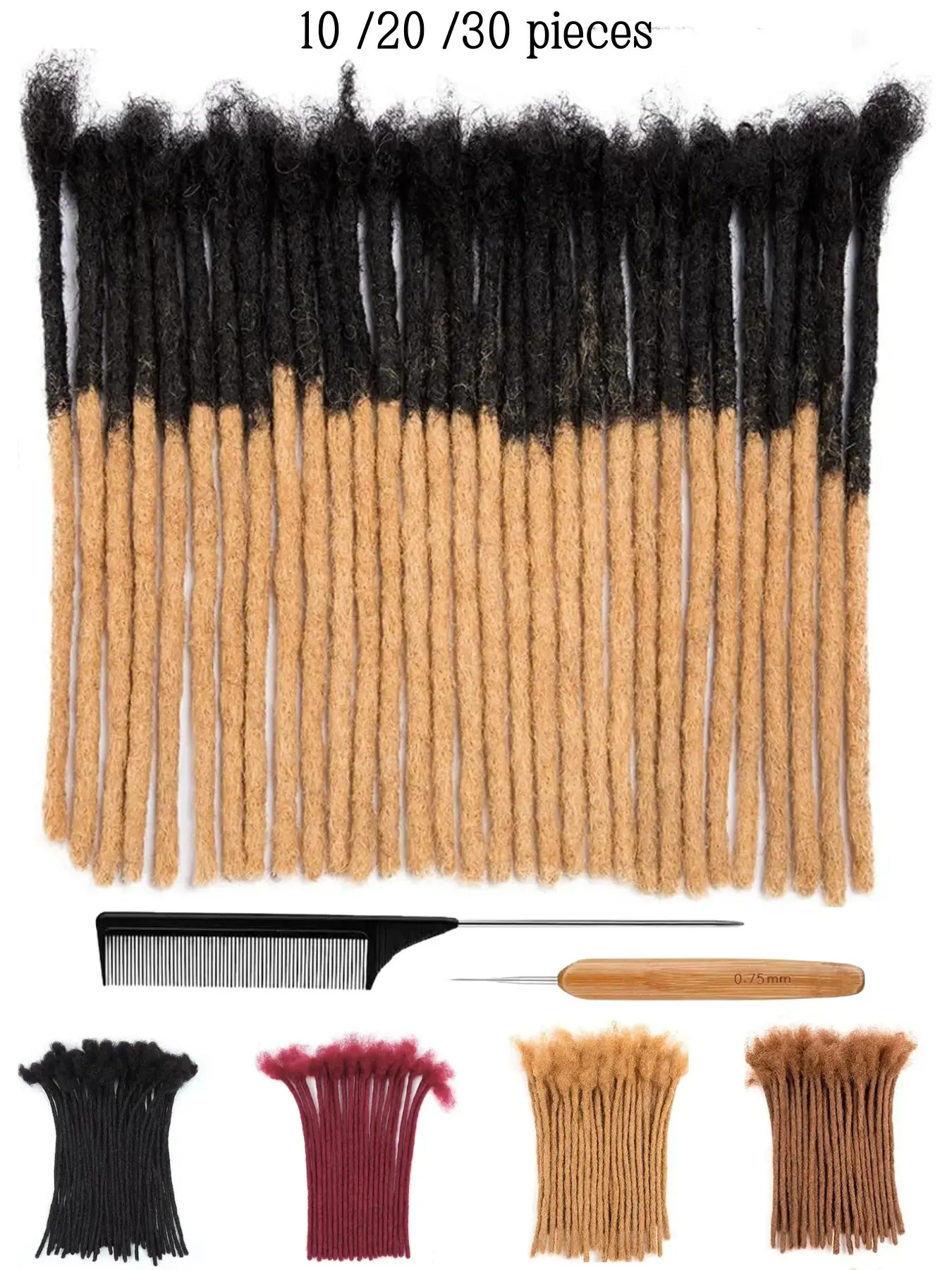 Loc Extensions Human Hair, 0.6cm Width 6-16inch 30-100 Strands 100% Human Hair Dreadlock Extensions for Men/Women, Interlocked Locs, Can be Dyed Soft Dreads Extensions, Sister Locs Extension