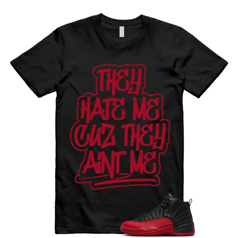Jordan 12 Flu Game 2025 Black Varsity Red Unisex Shirt Match AINT, 12 Flu Game Outfit, Graphic Tees, Womenswear Top T-Shirt