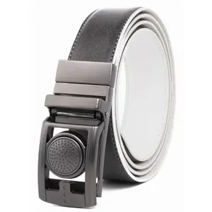 Fabio Valenti Men's Genuine Leather  No Holes Ratchet Reversible Belt Golf belt with 3 pcs Magnetic ball markers ,Ideal Gift for Husband, Boyfriend