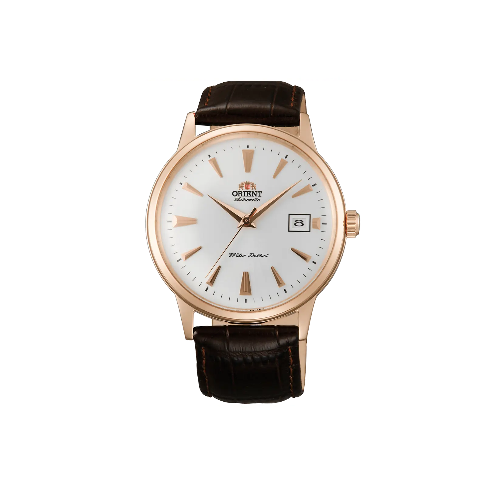 Orient Bambino V1 Business Automatic Dress Watch, 40.5mm Stainless Steel Case with White Dial and Brown Leather Strap, Leather Strap Watch, Analog Mechanical Watch