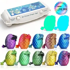 24 Piece 3D Printed Dragon Eggs Set,Includes 12 Dragon Eggs+12 Mini Dragons, Sensory Fidget Toys for Adults & Kids, Eco Friendly Egg Paper Packaging, Party Favors & Stress Relief Gifts