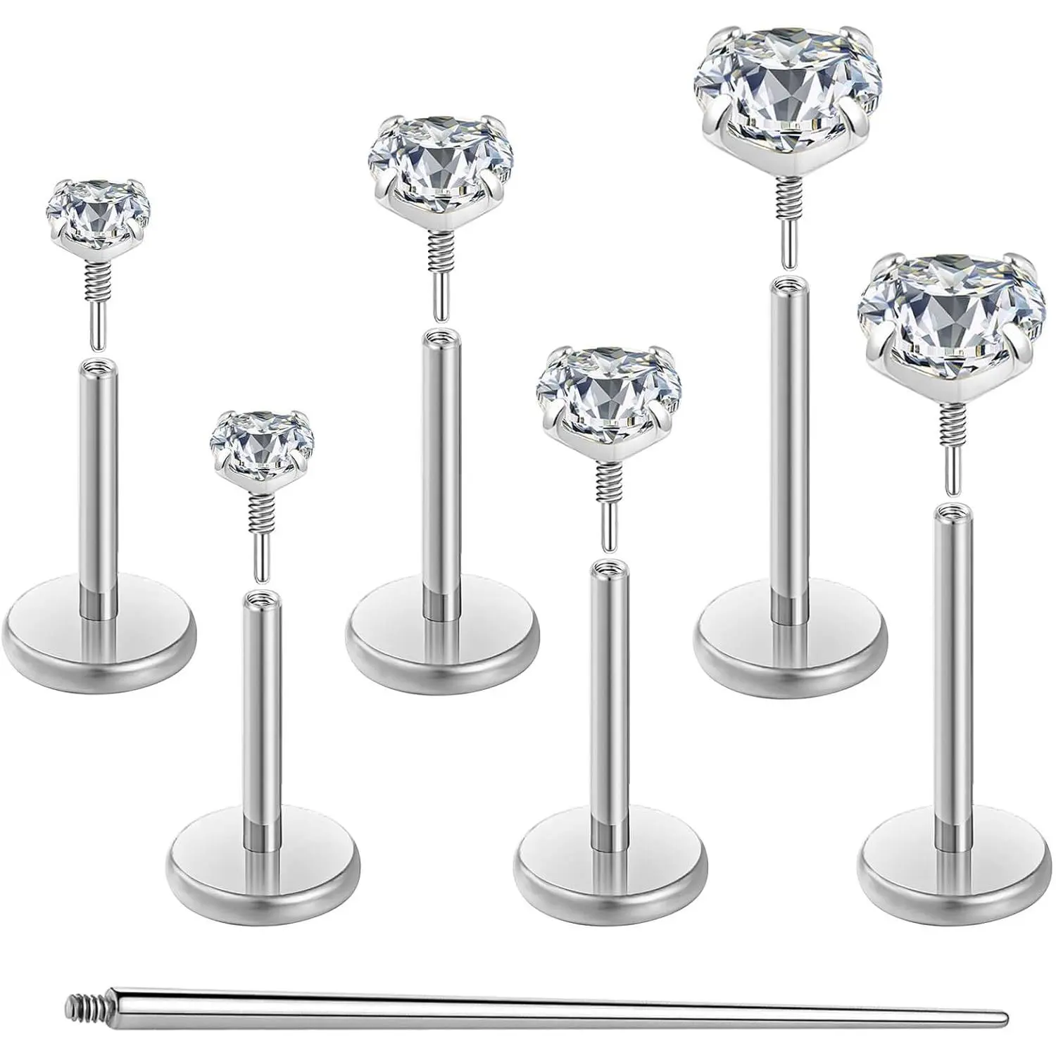 20G 18G 16G Flat Back Earrings Stud Nose Ring Titanium Internal Thread Tragus Labret Cartilage Lip Medusa Conch Body Piercing Jewelry Nose Stud Hypoallergenic for Women Men