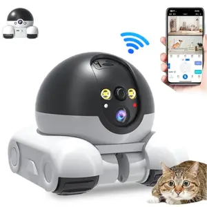 Dual-lens Smart Patrol Robot Camera, APP Remote Movement Tracking 1080P Robot Camera, 2-Way Audio 24/7 Recording Pets/Baby Monitor, Safety, Smart Security Cameras