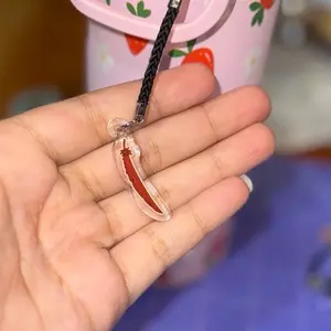 Red Hawks Feather Phone Charm 1.5in| Anime Mini Keychain, Cute Fierce Wing Hero Charm, Manga Gift for Readers, Kindle Kobo Acrylic Gift