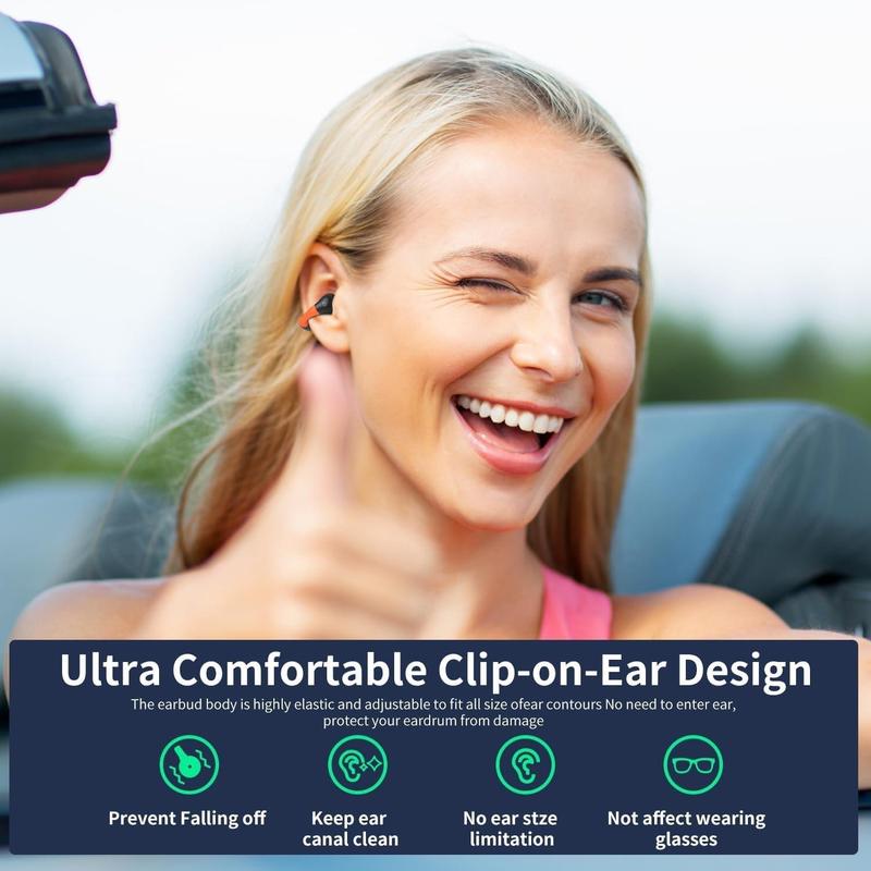 Q71 Open Ear Clip Wireless Earbuds Bluetooth 5.3, Sports Earphones Built-in Microphone with Earhooks & Ear Hook, Wireless Charging Case & Display, Waterproof Fitness Headphones for Exercise Sturdy Noise Free Chargeable