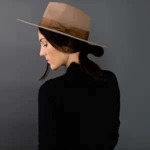 JUNIPER Wide Brim Fedora With Band - Brown