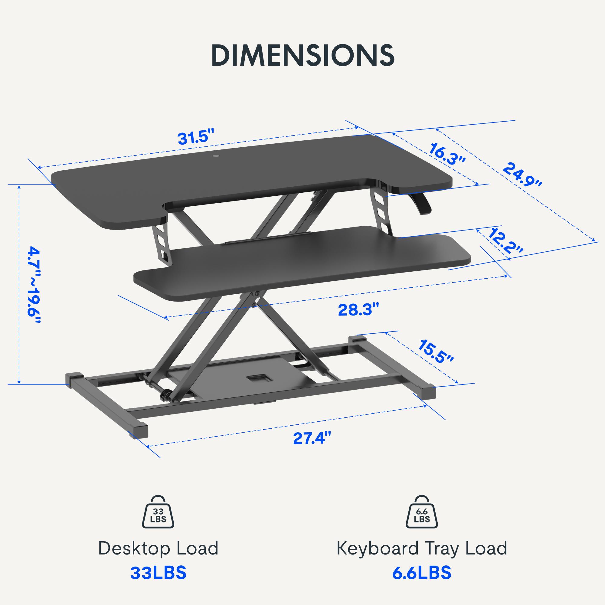 【TikTokShopBlackFriday】Height Adjustable Standing Desk Converter, Sit-to-Stand Desk Riser U-Shape with Spacious Removable Keyboard Tray, 2-Tier Desktop Computer Workstation in Black  Color