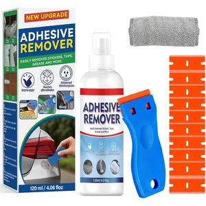 Multi-Surface Adhesive Remover Spray Sticker Glue Residue Label Remover with Scraper & Towel for Car Windows Glass Plastic, Removes Chewing Gum Decals Glue Residue