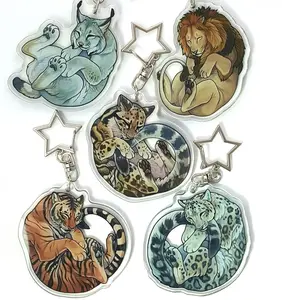 Sleepy Big Cat Glitter Epoxy keyrings - 5 Different Species