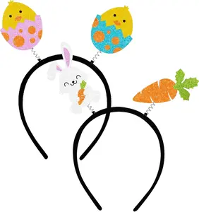 Easter Hairband, 2 Pcs Easter Headbands for Women, 12cm Easter Paper Headbands Easter Head Band for Spring Parties Happy Easter