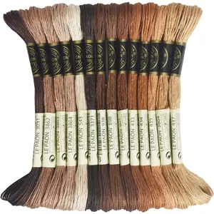Premium Rainbow Color Embroidery Floss - Cross Stitch Threads - Friendship Bracelets Floss - Crafts Floss - 14 Skeins Per Pack Light Rust Gradient