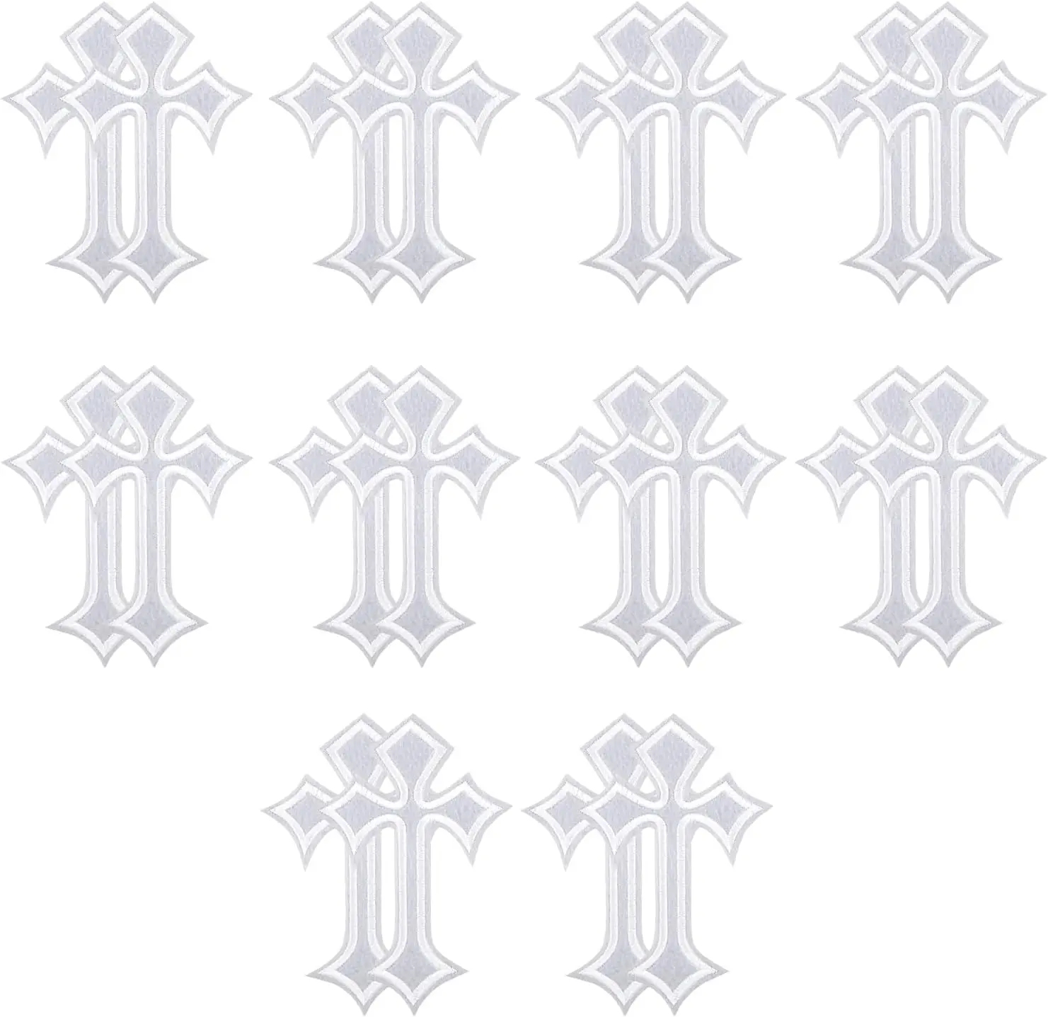 20 Pcs Cross Patches Iron On Cross DIY Decor Patches for Jeans Hats Shirts Backpacks (White)