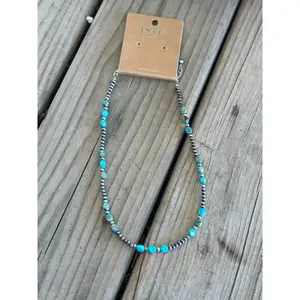The Silver & Turquoise Circled Beaded Necklace