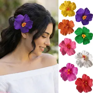 8PCS 2026 Ultimate  Hibiscus Flower Hair Clips Boho Tropical Hawaiian Waterproof Lightweight PVC Hairpins Summer Beach Casual Accessories for Women Trendy Fashion Multi Color Daily Wear