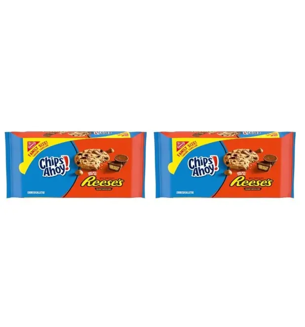 Chips Ahoy! Cookies with Reese’s Peanut Butter Cups Family Size 14.25 oz Pack, Chocolate Chip, 1 Count (Pack of 2)