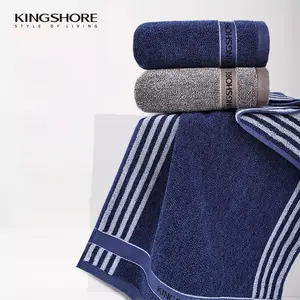 KINGSHORE Towel solid color striped style  100% Cotton, Extra Large & Extra Thick, Soft & Skin-Friendly