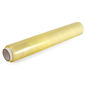 IDL Packaging - PVC-12-250 12" x 250' Strong PVC Cling Food Film Wrap Refill Roll, Champagne Color, Professional Grade, Breathable PVC Compound