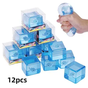 12 Pack Whale Squeeze Stress Balls, Blue Water Filled Squishy Toys with Cute Whale Inside, Slow Rising Sensory Fidget Toys for Anxiety Relief, Perfect Party Favors & Classroom Rewards for Kids and Adults