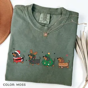 Comfort Colors Dachshund TShirt, Christmas Dachshund T-Shirt, Christmas Cute Dog TShirt, Cute Dogs Christmas TShirt, Funny Christmas T-Shirt