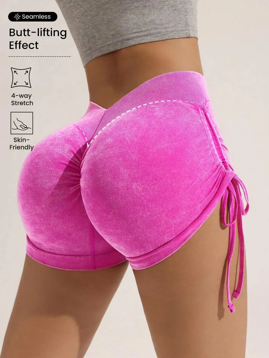 High Stretch Butt Lifting Brushed Workout Shorts With Drawstring Workout Short