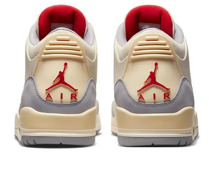 Unisex Air Jordan 3 Retro SE Craft Mid Basketball Sneakers, Ivory Cream Upper Grey Accent Red Jumpman Shock Absorbing Non Slip Casual Street Athletic Shoes