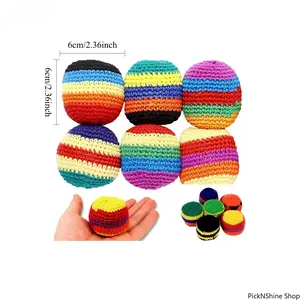 3 Pack 2.36 Inch Random Color Handmade Crochet Hacky Sacks Cotton Yarn Footbags For Adults Kids Y2K Nostalgia Skill Toy Outdoor Summer Camp Games Multicolored Juggling Balls Retro Coordination Gear