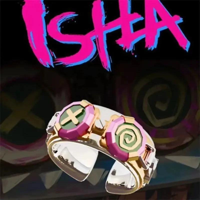 Arcane Game Inspired Ring with Graffiti Print, Unisex Resizable Alloy Jewelry, Cosplay Prop and Anime Gift Idea, Anime Gift Ideas, Adjustable, Graffiti Printing, As Photo, Costume Jewelry, Graphic, Printed, Opening Size