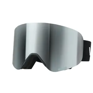 Silver Mirror Ski Goggles – S3 Sunny-Day Lens (VLT 8-18%) • Frameless Magnetic • Cylindrical • OTG • Anti-Fog Snow Goggles