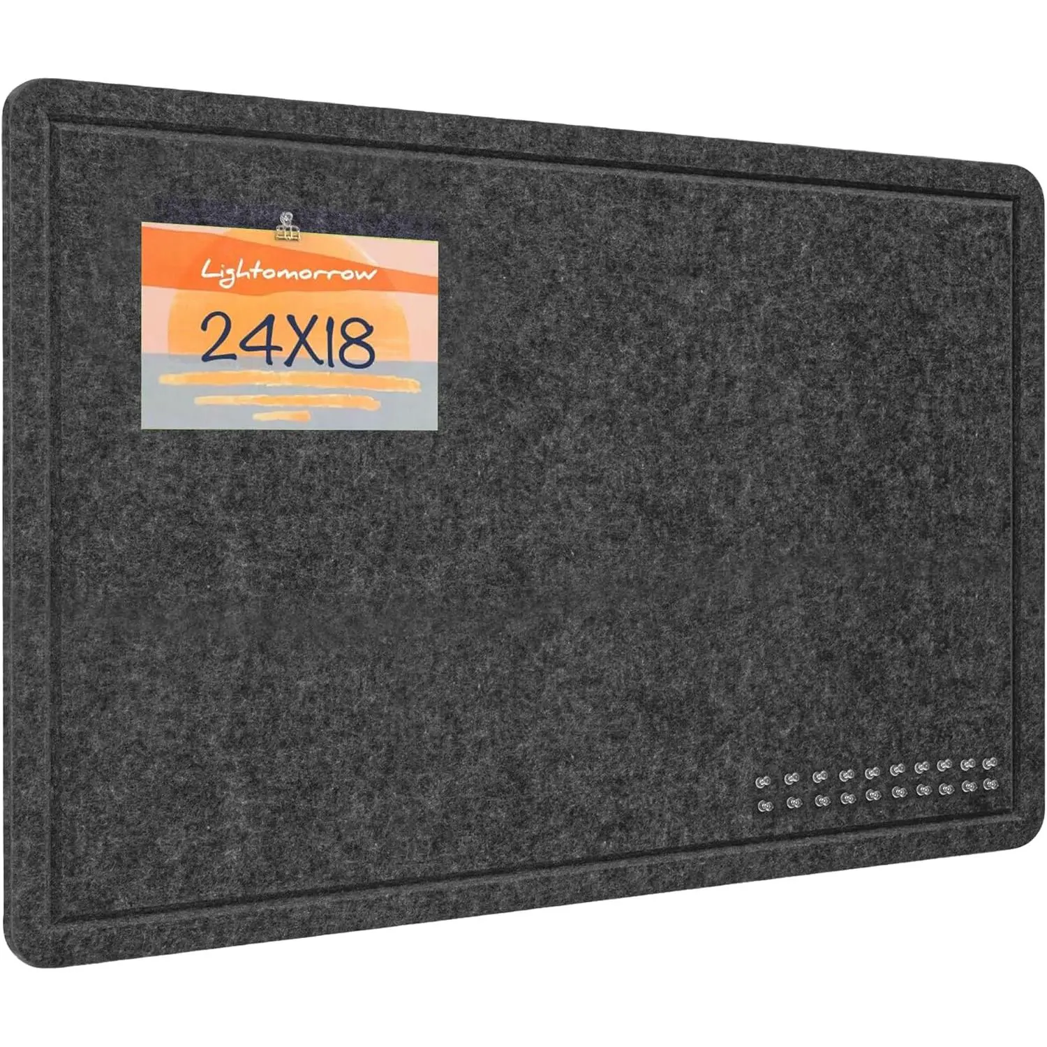 Bulletin Board, 24x18 inches Decorative Felt Pin Board, Cork Board Alternative for Wall, Foldable Photo Board Self-Adhesive Vision Board Mood Board with 20 Pushpins-Dark Gray