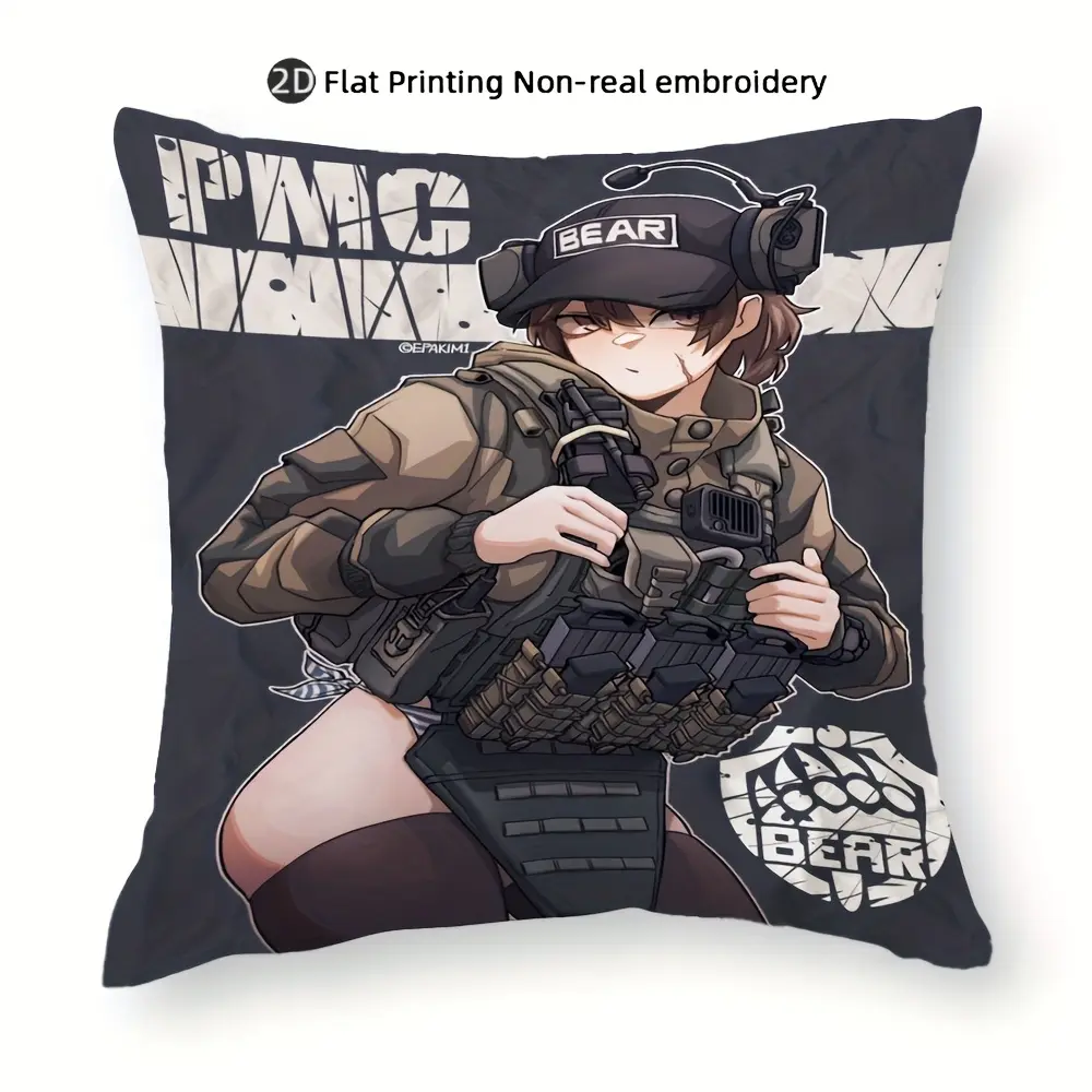 1pc Escape from Tarkov Polyester Pillowcase - Geometric Design, Single-Sided Print, Zipper Closure, Machine Washable, Gaming Accessory for Bedroom & Themed Decor