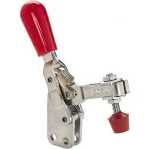 Destaco Vertical Handle Manual Hold-Down Toggle Clamp - 1 Clamp, Carbon Steel U-Bar, Electro-Plated Zinc Finish, 200lb Capacity, 65° Handle Movement, 105° Bar Opening, Straight Base
