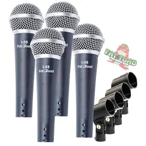 Cardioid Microphones with Clips (4 Pack) by FAT TOAD | Vocal Handheld, Wired Unidirectional Mic | Singing Microphone Designed for Music Stage Performances & Streaming Studio Recording or PA DJ Karaoke