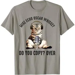 Mike Echo Oscar Whiskey Funny Ham Radio Cat T-Shirt