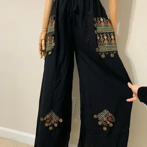 Black Hobo Tatreez Wide Leg Pants