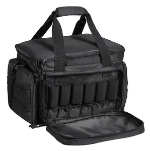 VEVOR Range Bag for 4 Pistols, Tactical Gun Range Bag with 3 Detachable Baffles 6 Magazines, Firearm Shooting Handgun Bag for Outdoor Hunting Shooting Pistol Bag with Single Shoulder Strip, Black