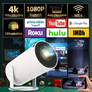 Compact Smart Mini Projector with WiFi 6 & Wireless 5.0,  TVAuto Focus & Keystone - HD 1080P Support, 180 °   Rotation for Hom, Smartphone & Tablet Compatibility, Portable Media Projector | Contemporary Tech Gadget | Compact Projector, Compact Travel Acce